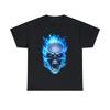 Flaming Demon Skull Blue Short Sleeve Tee