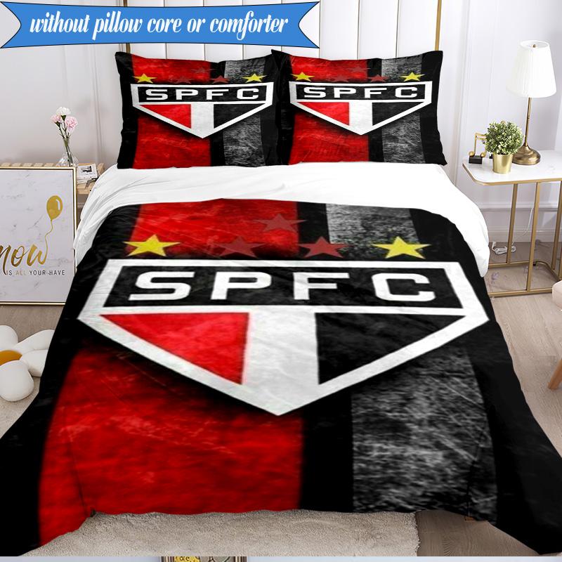 3PCS Paulo Fc Emblem Printed Soft Bedding Set,Including 1pc Duvet Cover And 2pcs Pillowcases Perfect for Bedroom, Dormitory, Fan Gift