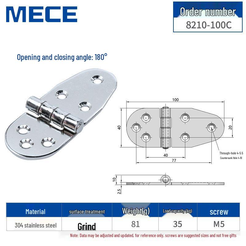 304 Stainless Steel Thickened Cabinet & Wooden Door Hinges