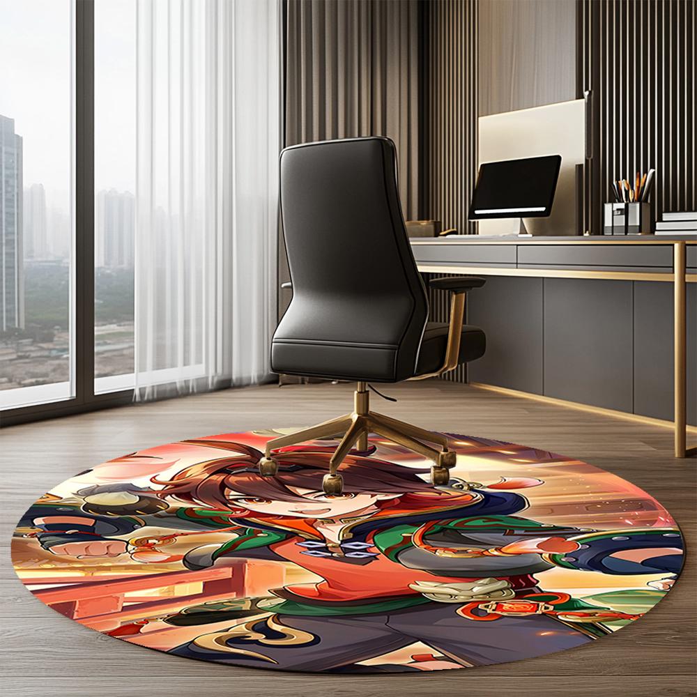 Genshin Impact Printed Round Rug Carpet Chair Rug Area Rug Entryway Doormats,for Office Chair Living Room Bedroom Kitchen Room.