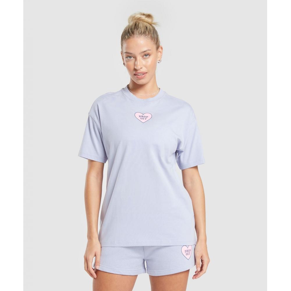 

GYMSHARK Love Hearts Oversize-футболка серебристо-сиреневого цвета B8A7Z PBVS