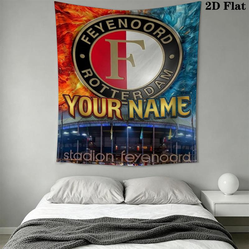 Custom Name Feyenoord Wall Tapestry Aesthetic Wall Hanging Printed Fabric Blanket Decorative Tapestries for Bedroom Living Room Home Decor