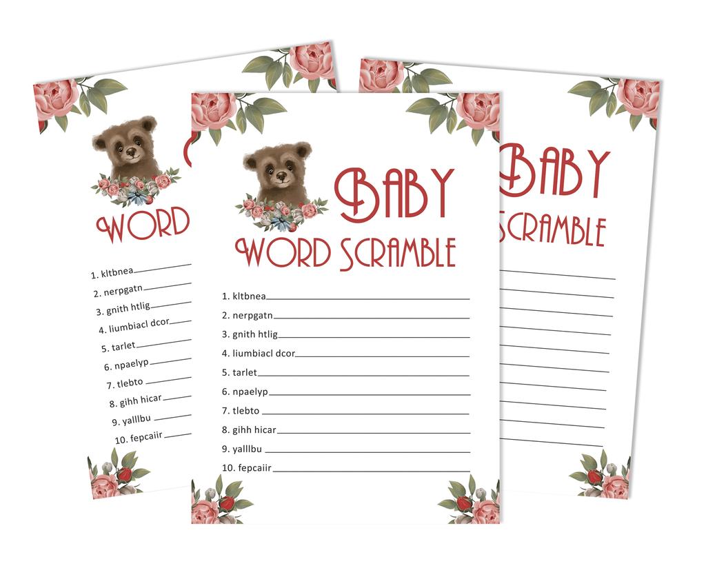 Inkdotpot Baby Shower Game Set Of 50 BabyA  AlphabetA  ABCA  Game Bear Jungle Animals Party