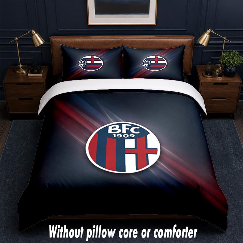 Bologna FC Design Bed Bedding Set 1 Duvet Cover + 2 Pillowcases Soft Breathable Household Bed Linens