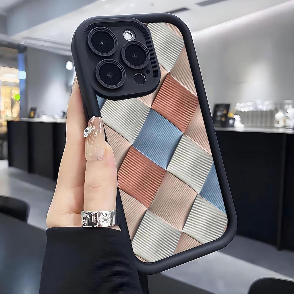 Colorful Diamond Block Step Groove Phone Case for iPhone 15/16/17 Pro Max