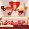 3D Wedding Xi Character Stickers & Crepe Paper Flowers for Bedroom and Living Room Decor
