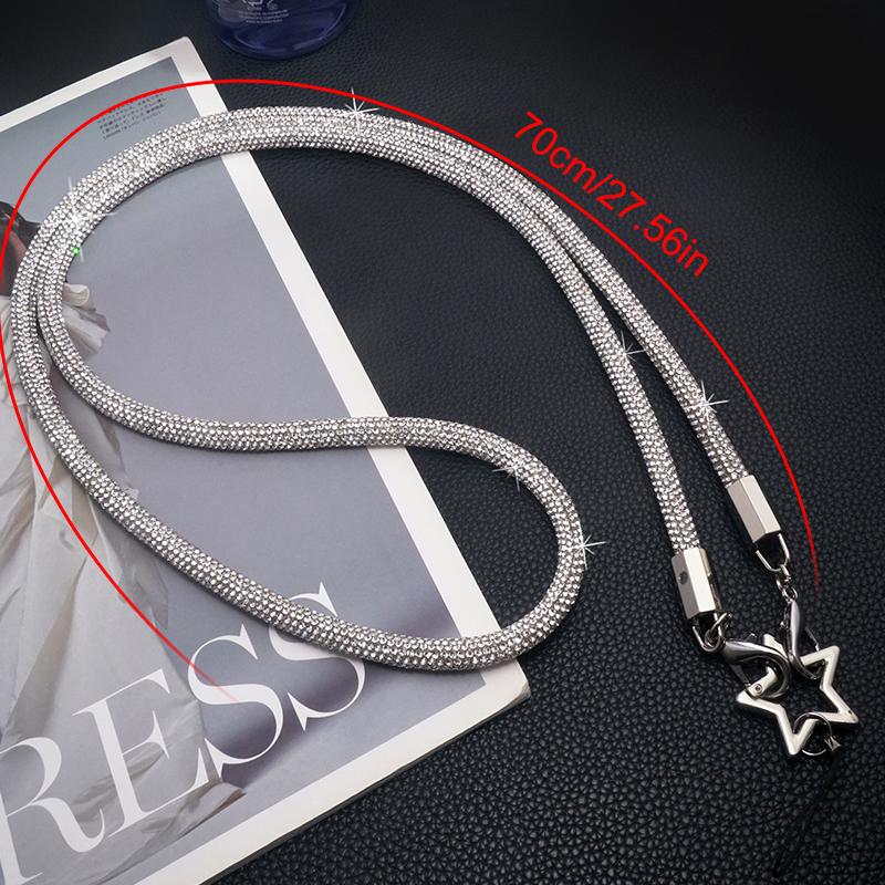 1 szt. 70CM Sznurek do telefonu Luksusowy brokatowy sznurek z cyrkoniami i kryształkami Anti-lost Wiszący na szyi kryształowy pasek na nadgarstek do telefonu komórkowego