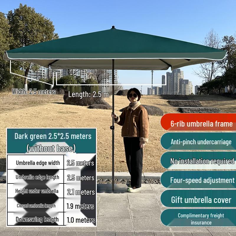 Large Outdoor Commercial Parasol - Thickened Square Patio Umbrella Tent
