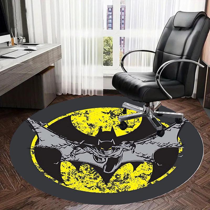 1pc Batman Logo Design Round carpet, Made of Polyester,Perfect for Decorating Office Chairs, Living Rooms