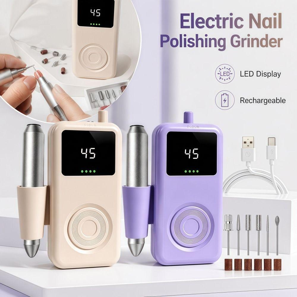 LED Display Electric Nail File 6 Grinding Heads Nail Grinder Nail Tools