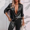 JPNTKY Women's Fashion Casual Solid Color Print Long Sleeve POLO Neck Blouses & Shirts Unique Design