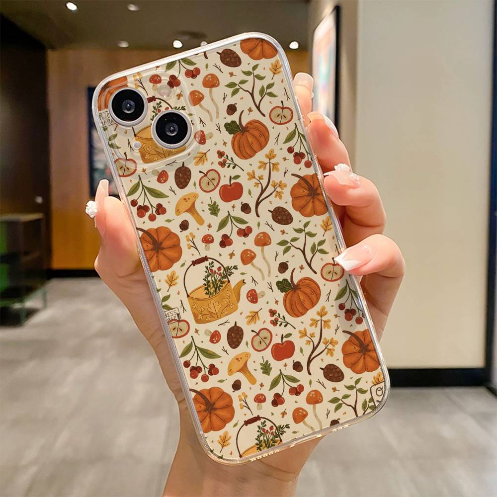 Autumn Leaves Pumpkin  Phone Case For iPhone 17 16e 16 15 14 13 12 11mini Pro Max X XR XSMAX 8 7 Air Plus Soft Cover