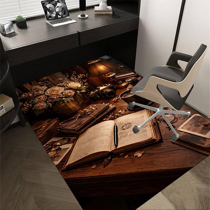 

1PC Vintage Coffee Non-Slip Floor Carpet Compatible for Office&Living Room&Bedroom&Dining room - Flat-Weave Machine-O330 60cm by 90cm