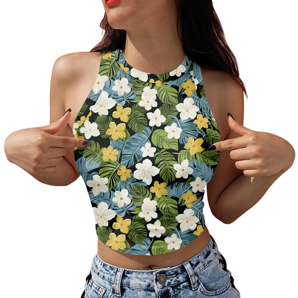Women's Fashion Hawaii Print Sleeveless Base Tank Top