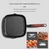 Thick Wooden Handle Cast Iron Non-Stick Striped Frying Pan for Steak & Crepes