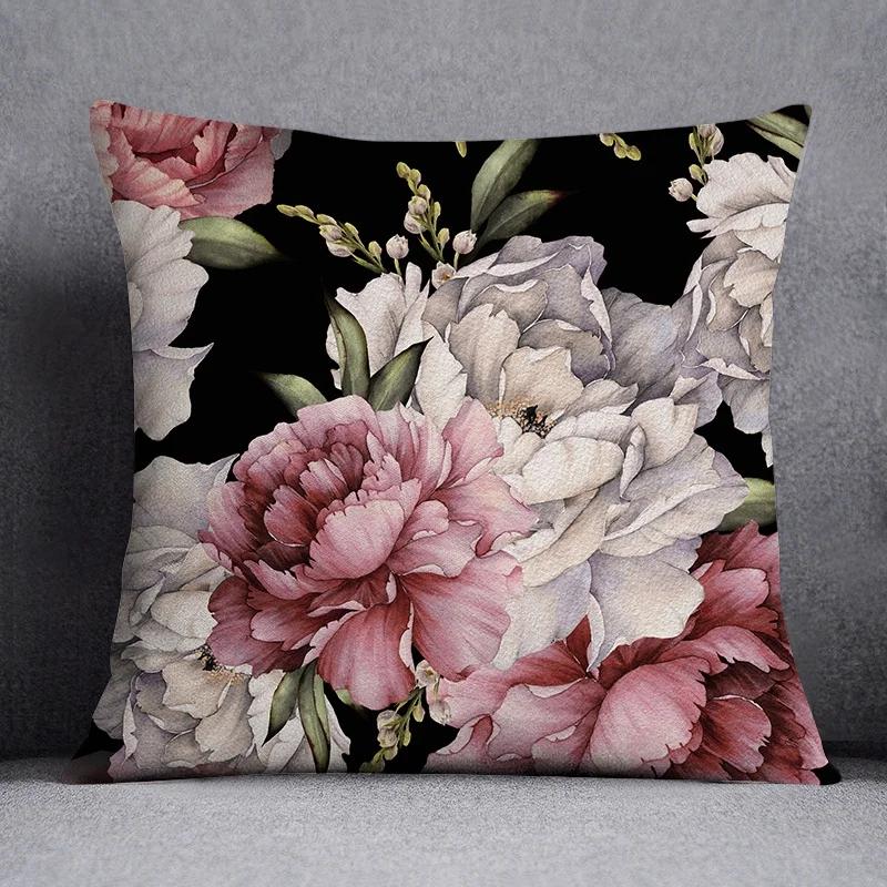 Fashion Classic Square Decorative Pillowcase Rose Pattern Living Room Sofa Cushion Pillow Home Decor