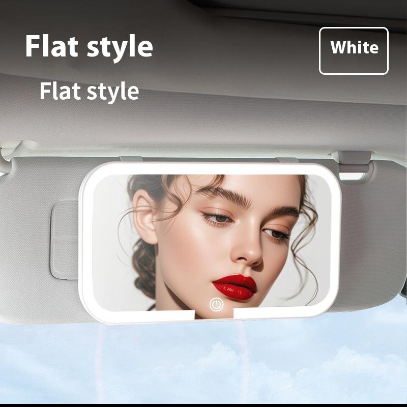 1 Stück Sonnenblende Platte LED HD Make-up Spiegel Auto Innenspiegel für Mädchen Wiederaufladbar Fülllicht Universell Dünner Schminkspiegel