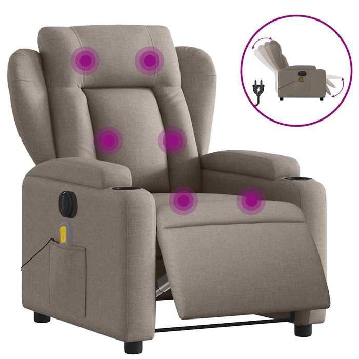VidaXL Electric Reclining Massage Armchair Taupe Fabric 3204478