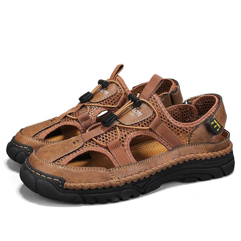 

Handmade sandals men s 2025 summer new fashion bag head non-slip beach shoes casual soft sole versatile sports sandals 48 хакі