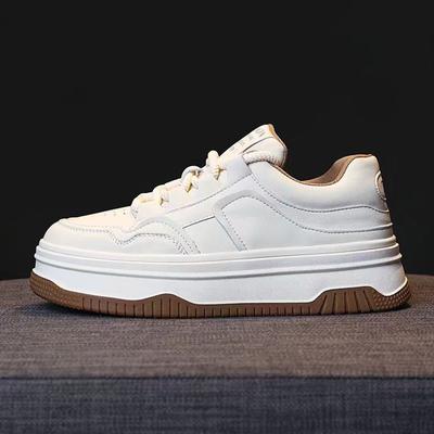 Platform Leer Witte Schoenen Dames Nieuwe Herfst Modieus Stijlvol Hoogte Verhogend Vrijetijd Board Schoenen Sneakers