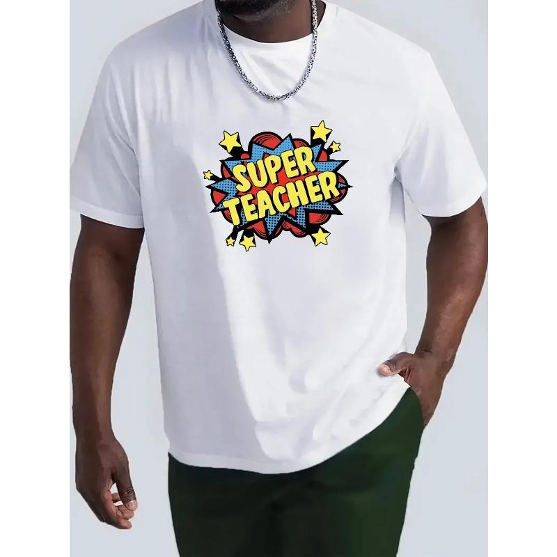 

Мужская удобная шикарная футболка с принтом СУПЕР УЧИТЕЛЬ , Мужская летняя одежда для улицы с графическим принтом, Мужская одежда, Топы для мужчин, Подарок для мужчин S белый