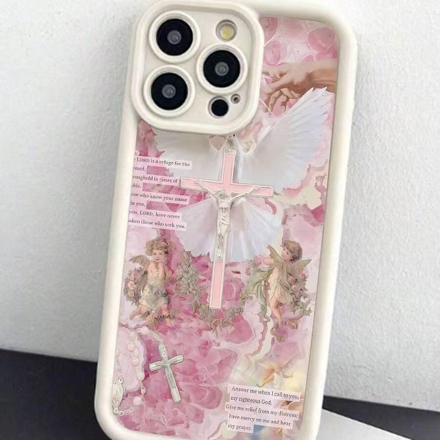 

White Dove Cross iPhone Case for Apple 17, 16 Pro Max, 15 Pro, 14, 13 - European and American Styles iPhone X/XS
