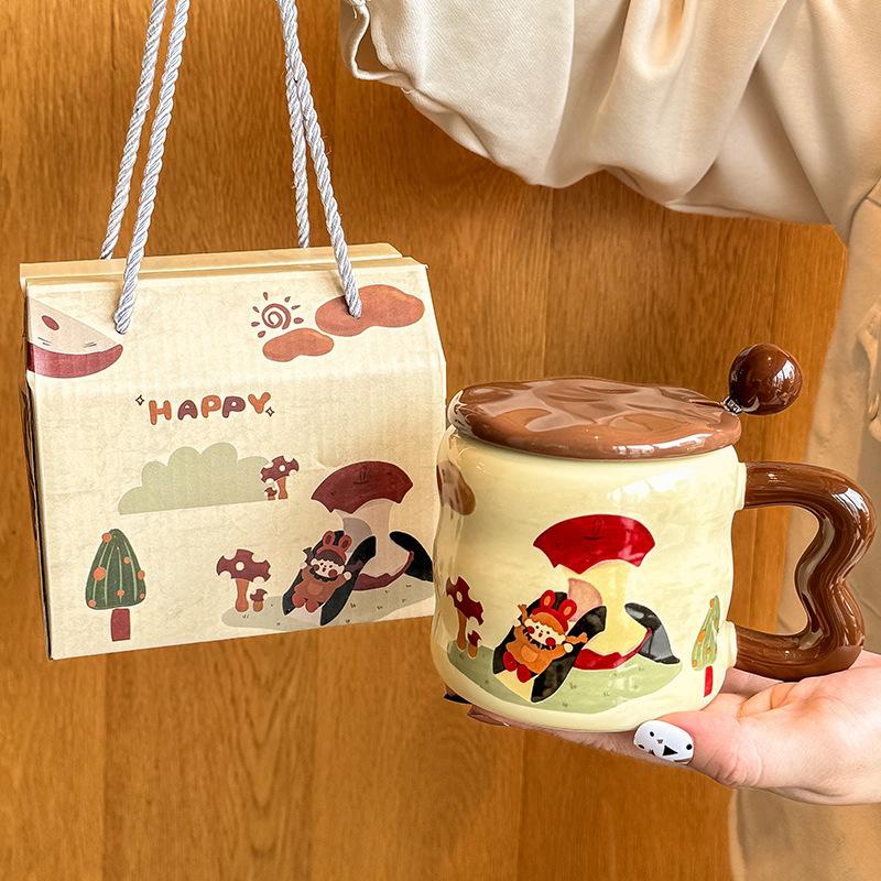 Hochwertige Keramiktasse mit Deckel Freundin Souvenir Geschenk für Mädchen Geburtstagsgeschenk praktische Keramiktasse kreatives Geschenk