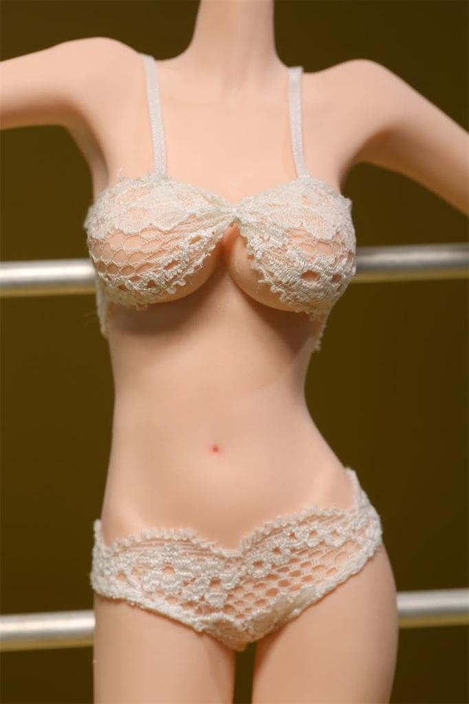 HAMRETHYPPZ 1/6 Scale Costume, 1/6 Scale Figure Clothes, Female Sexy Lingerie Set, Lace Lingerie Set (Body, Head, Shoes, etc. Not Included) (White)