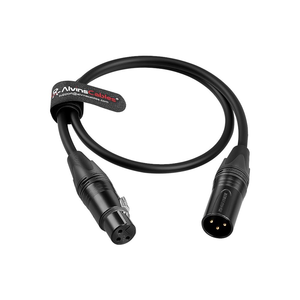 Cables XLR Balanced Microphone Shielded Compatible with Sennheiser Sound Zaxcom 1m Alvin's 3-pin Male-Female Cable, Noise-Sealing Design, Shure,
