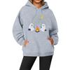 Women's Casual Fashion Solid Color Rugby Print Long Sleeve Hooded Sweatshirt Top