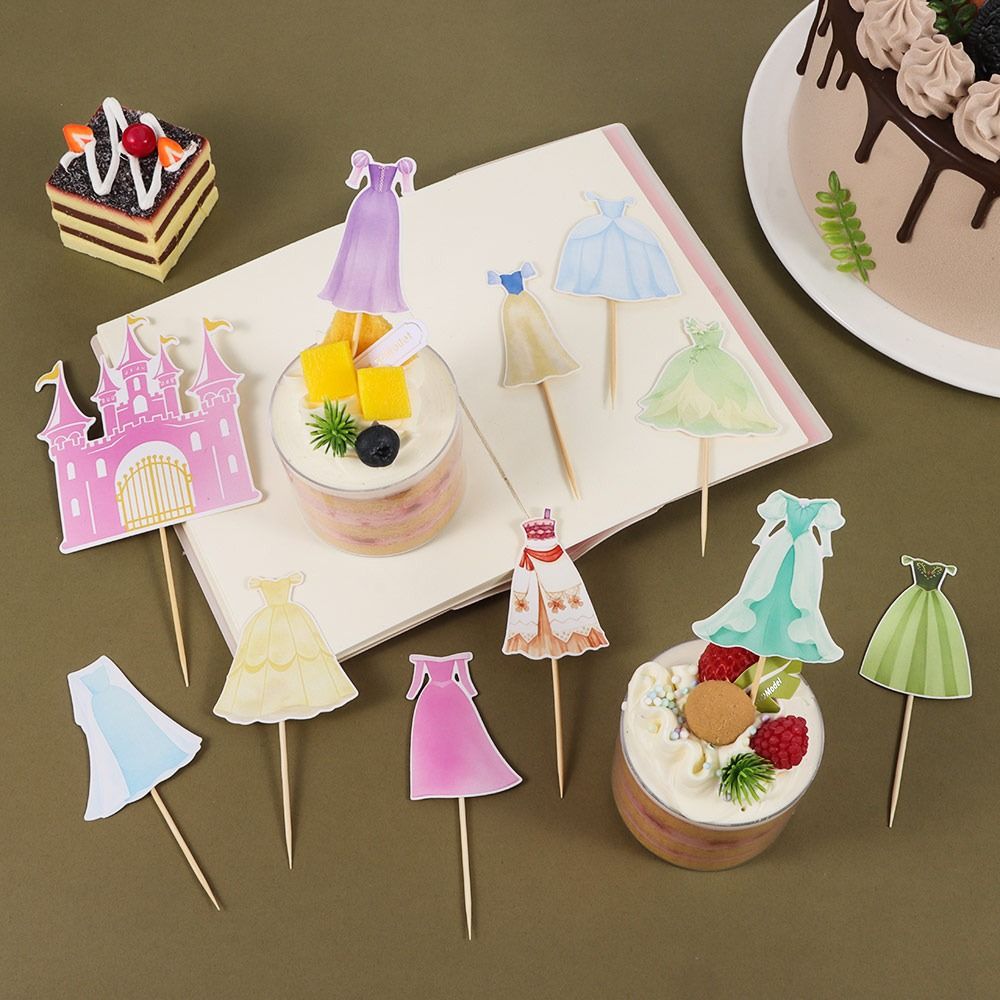 Happy Birthday Prinzessin Kleid Kuchenaufsatz Märchen Fantastische Prinzessin Kuchen Dekorationen Cupcake Toppers für Babyparty