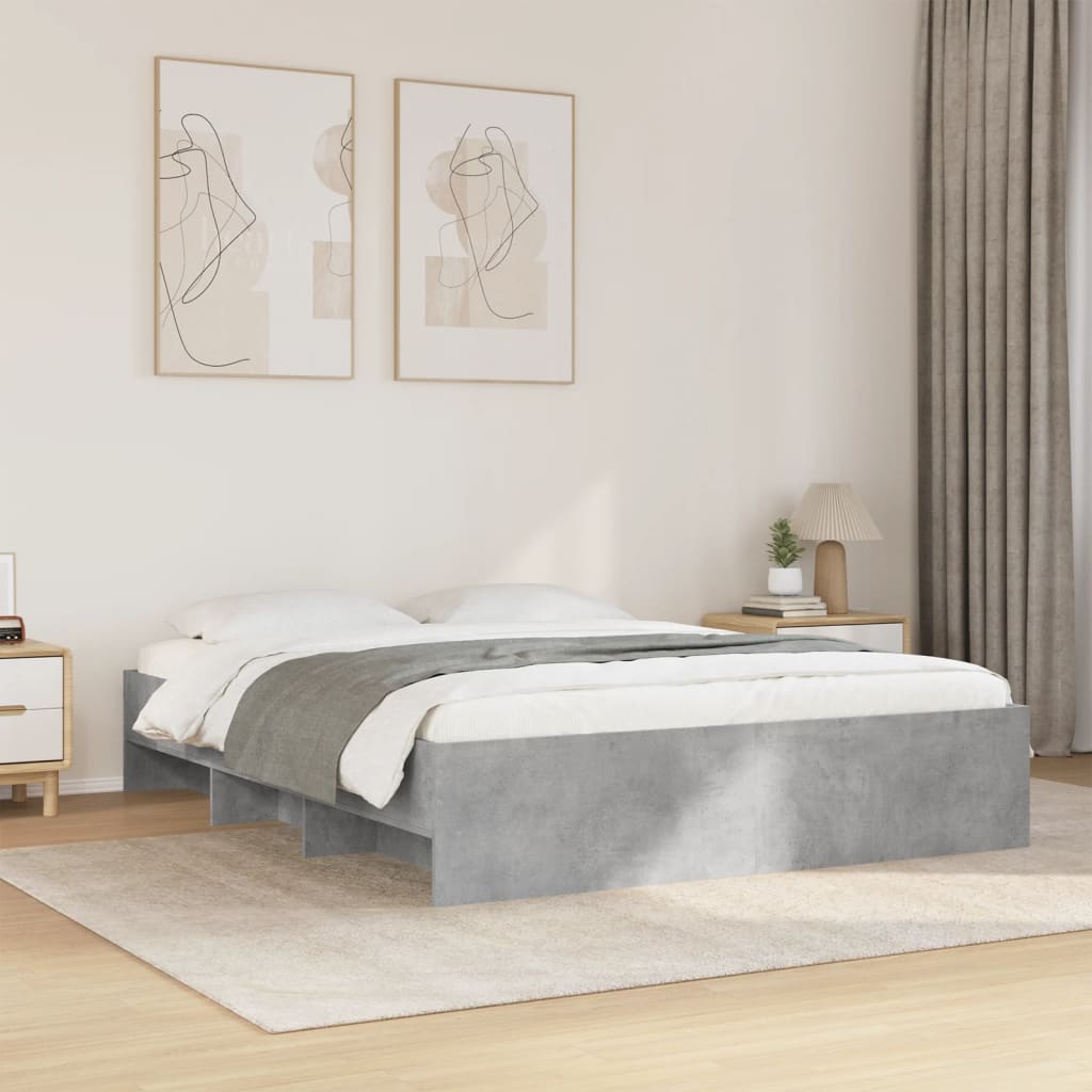 Bed Frame without Mattress Concrete Grey 160 x 200 cm Engineered Wood