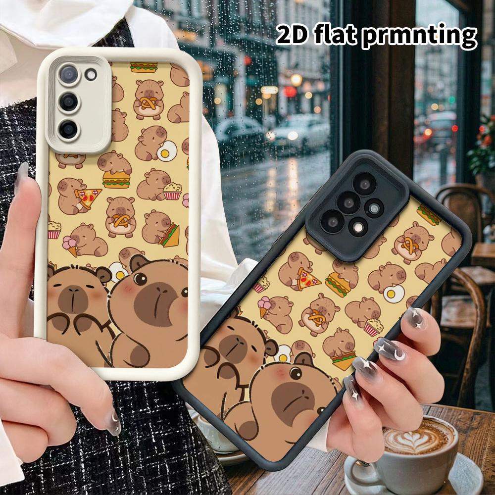 Phone Case: 2D Flat Samsung Galaxy A34 A35 M05 M06 S20 S22 S21 FE Plus 5G Stepped Protective Case, Full Print of Capybara with Food, Christmas and Hal