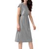 Women's Dress Short-sleeved Round Neck Solid Color Casual and Elegant Knee-length Dress
