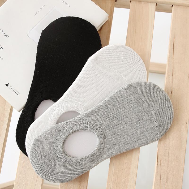 Summer Solid Color Socks Black And White Gray Invisible Socks Light Mouth Low Top Men'S Simple Socks Breathable Boat Socks Women