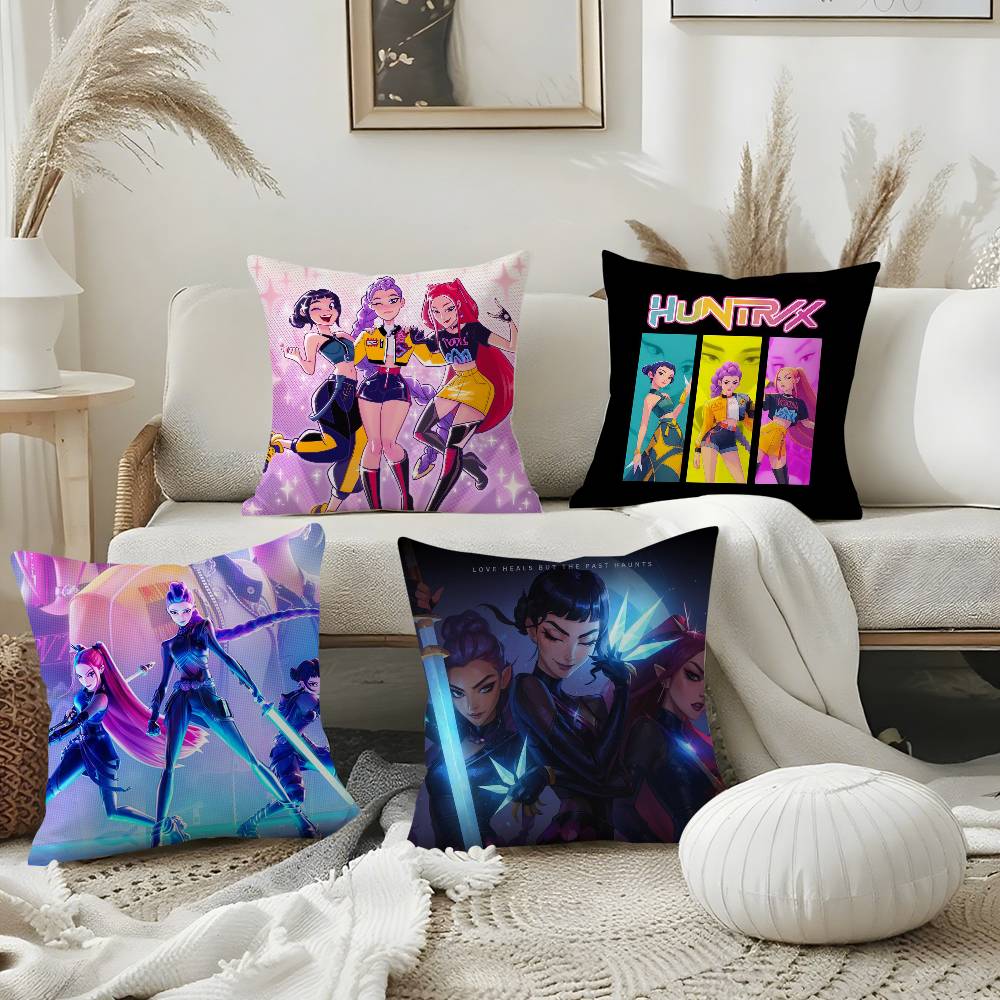 Anime Kpop D-Demon H-Hunters Pillow Case Sofa Short Plush Double-sided HD Printing Room Home Office Gift Cushion Cover