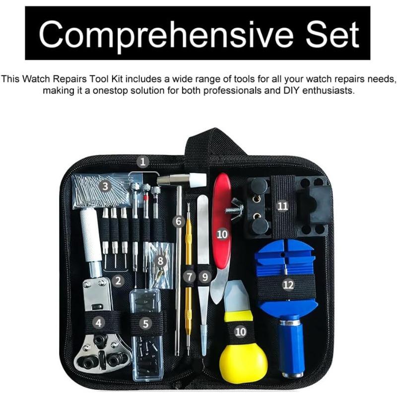 147pcs Watch Repairing Tools Set Watch Maintenance Kit Watches BackCase Opener Watch Battery Change Tool Professional Watchmaker Kit