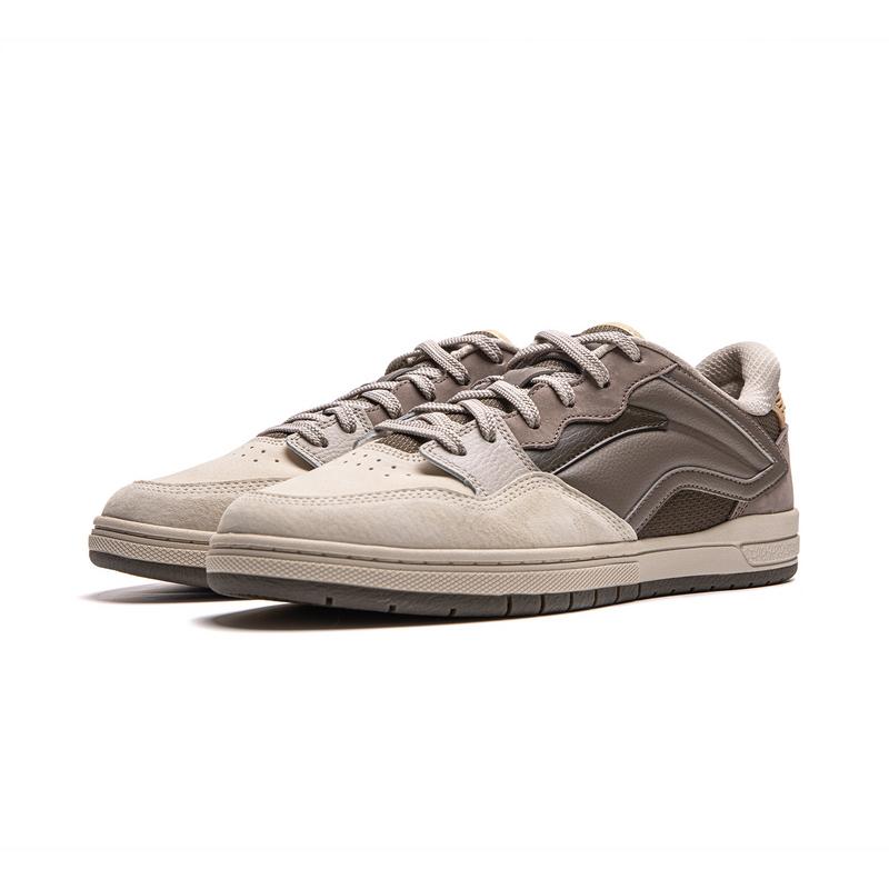 Li Ning Trendy Lightweight Non-Slip Wear-Resistant Low-Top Skate Shoes Men Sneakers Brown Gray AEPU047-6