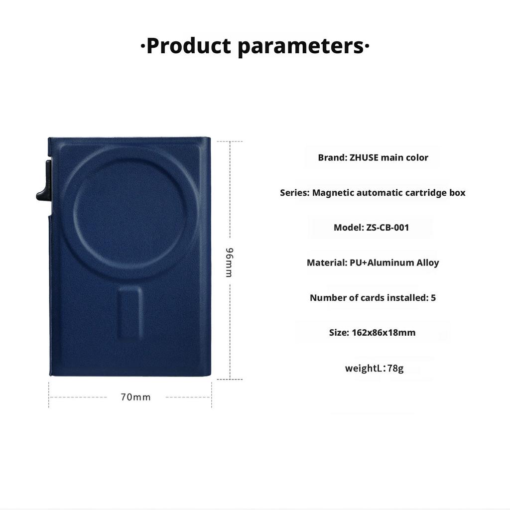 Magnetic Auto Pop-Up Card Holder for Cell Phones Back Kickstand RFID/NFC Blocking