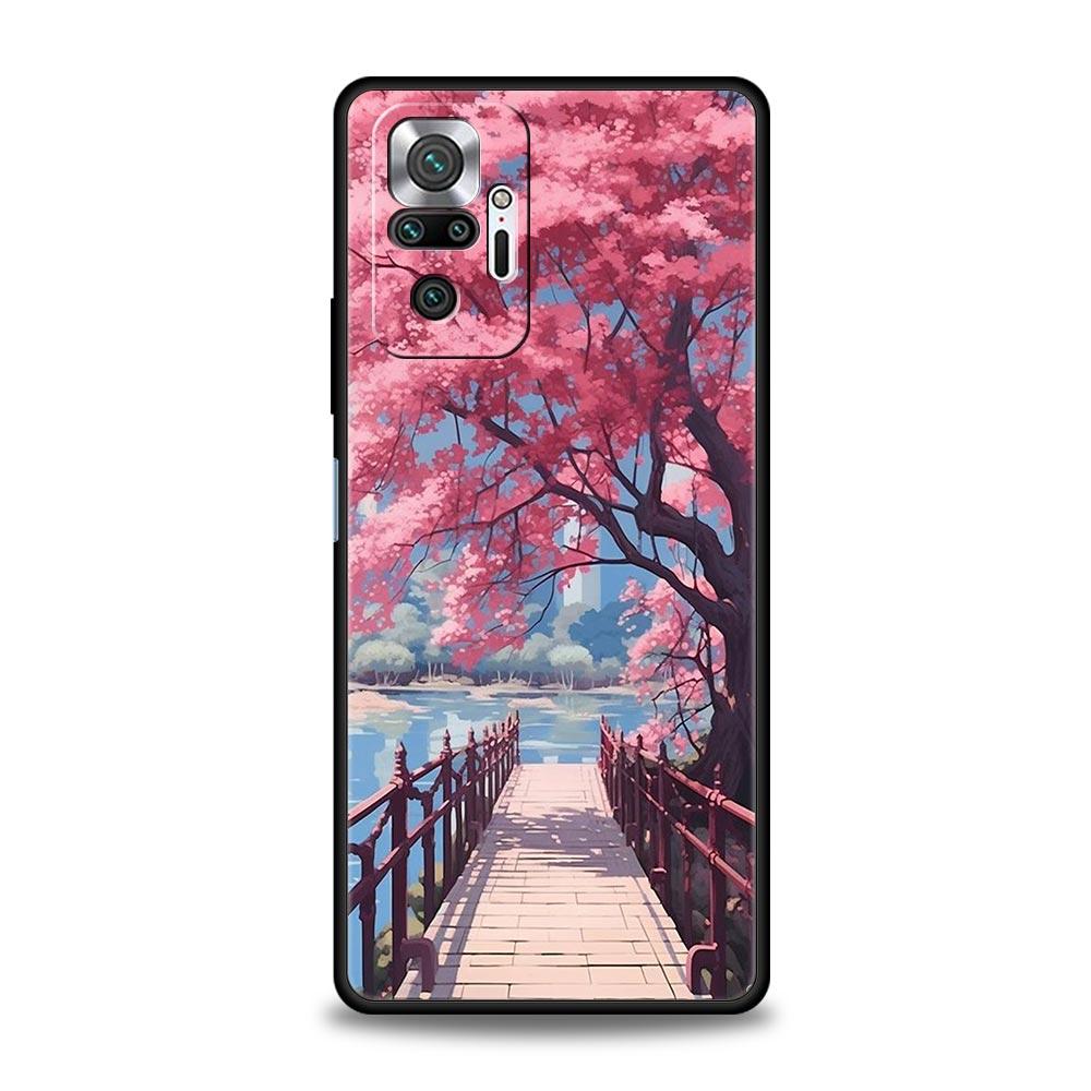 Pink Spring Cherry Blossoms Phone Case For Xiaomi Redmi Note 14 13 5G 10 11 12 Pro Plus 4G 14C 13C 12C 10C Black Cover