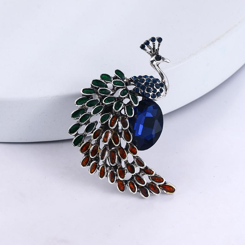 Brand High Quality Crystal Rhinestones Peacock Decor Jewelry Brooches For Women
