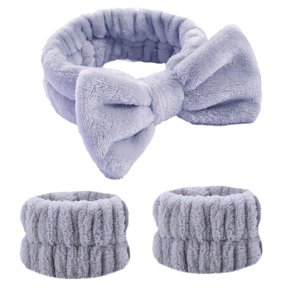 Wash Face Headbands 3PCS Women Coral Fleece Hair Bands Cuff Waterproof Bands Absorbent Wristbands Head Band Hair Accessories Set