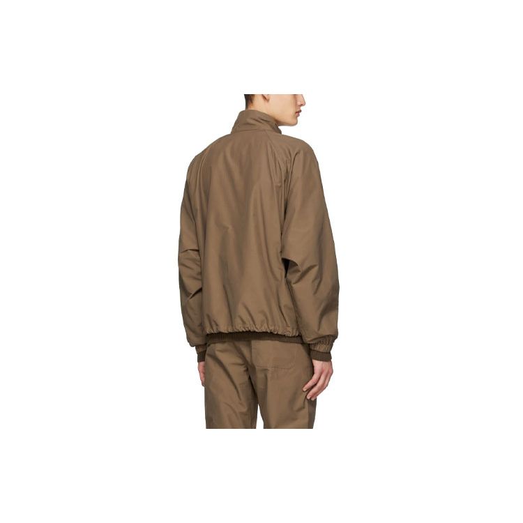 Fear of God Essentials Fall/Winter 2020 Half-Zip Stand Collar Sports Windbreaker With Plain Logo And Raglan Sleeves Men Jacket Brown FOG-FW20-243