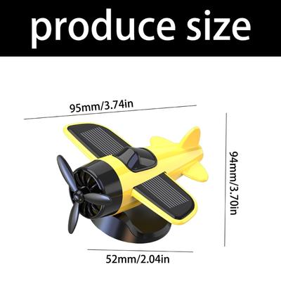 Solar Car Dashboard Plane Ornament with 360 Quiet Rotation ABS Auto Spin Decoration Not Slip Dashboard Plane