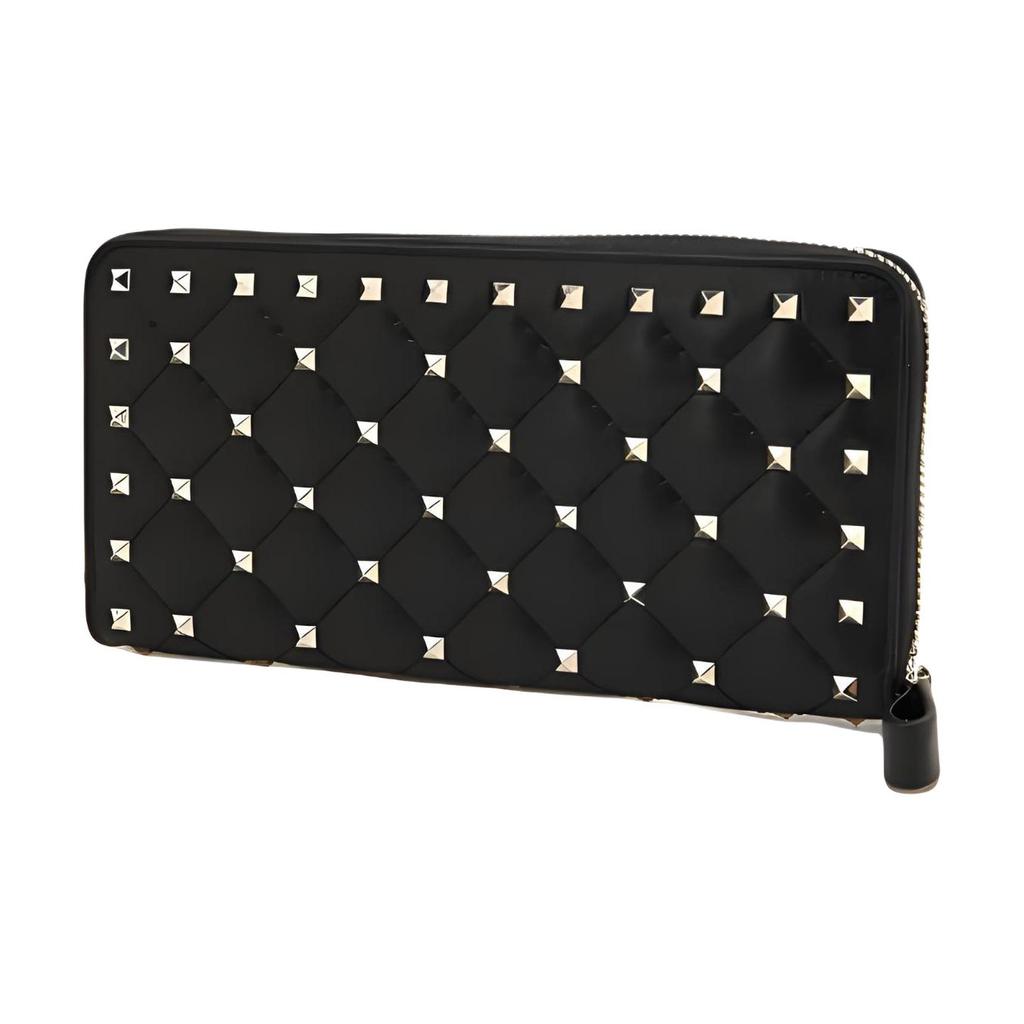 Valentino Studded Zipper Wallet Women Wallet Black NW2P0P00-NAP-0NO