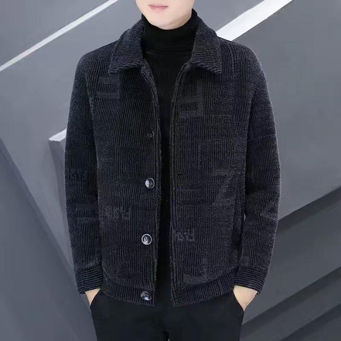 

Men s Woolen Coat with Fleece, Autumn/Winter New Style, Casual Short Lapel Jacket 4XL