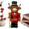 Nutcracker Guards Highland Cow Decorations Funny Resin Nutcracker Cow Crafts Ornament Small Figurines Soldier Animal Decor