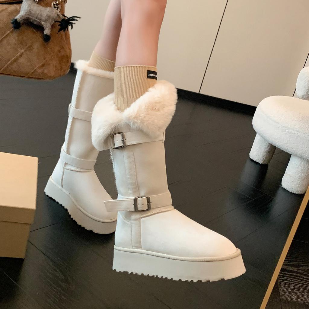 Two wear snow boots women's new winter thick-soled non-slip velvet thickened warm tall snow cotton