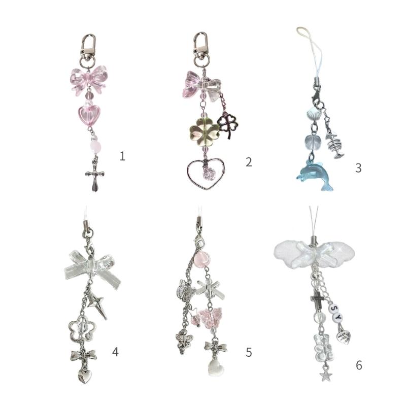 Portachiavi con Perline in Lega Acrilica Elegante Ciondolo per Telefono per Donne Ragazze Portachiavi Elegante Regalo Accessorio alla Moda per Borsa