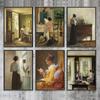 Woman Reading Antique Canvas Painting Posters Vintage Wall Art Pictures Victorian Ladies Gallery Home
